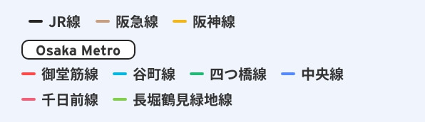 Osaka Metroの色別の路線